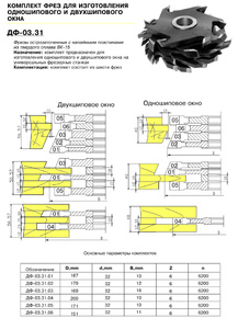ДФ-03.31 комплект фрез для изготовления окон 125х32, ВК15