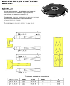 ДФ-04.28 комплект фрез для изготовления термошва 200х32х10, Р6М5
